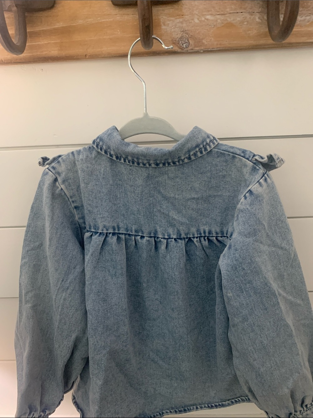 Girls' Light Blue Denim Ruffle Jacket - Picture 6 of 6